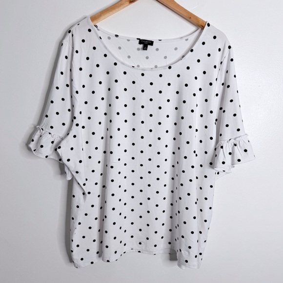 Talbots Tops - NWOT Talbots White‎ Polka Dot Ruffle Sleeves Top Plus Size 3X Minimalist Stretch